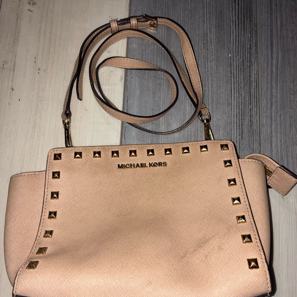 Michael Kors Beige Studded Crossbody Bag